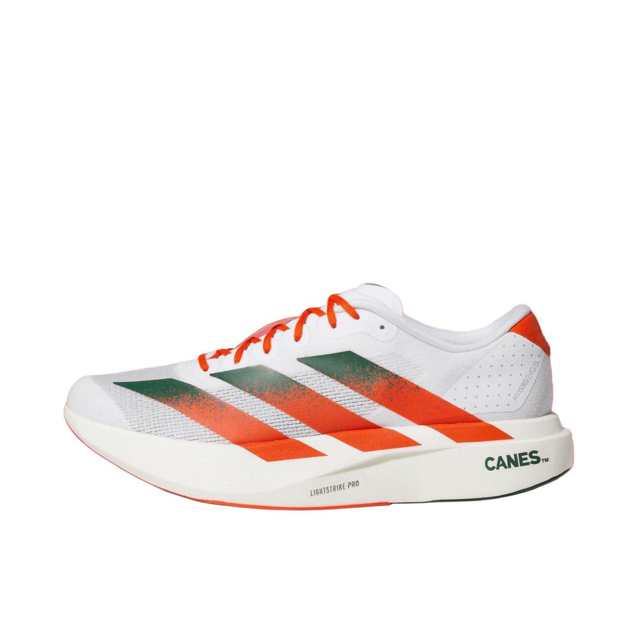 推荐商品：【梅西同款】 adidas Adizero Evo SL 跑鞋 缓震防滑圆头轻便运动马拉松竞速训练 白色/橙色 
