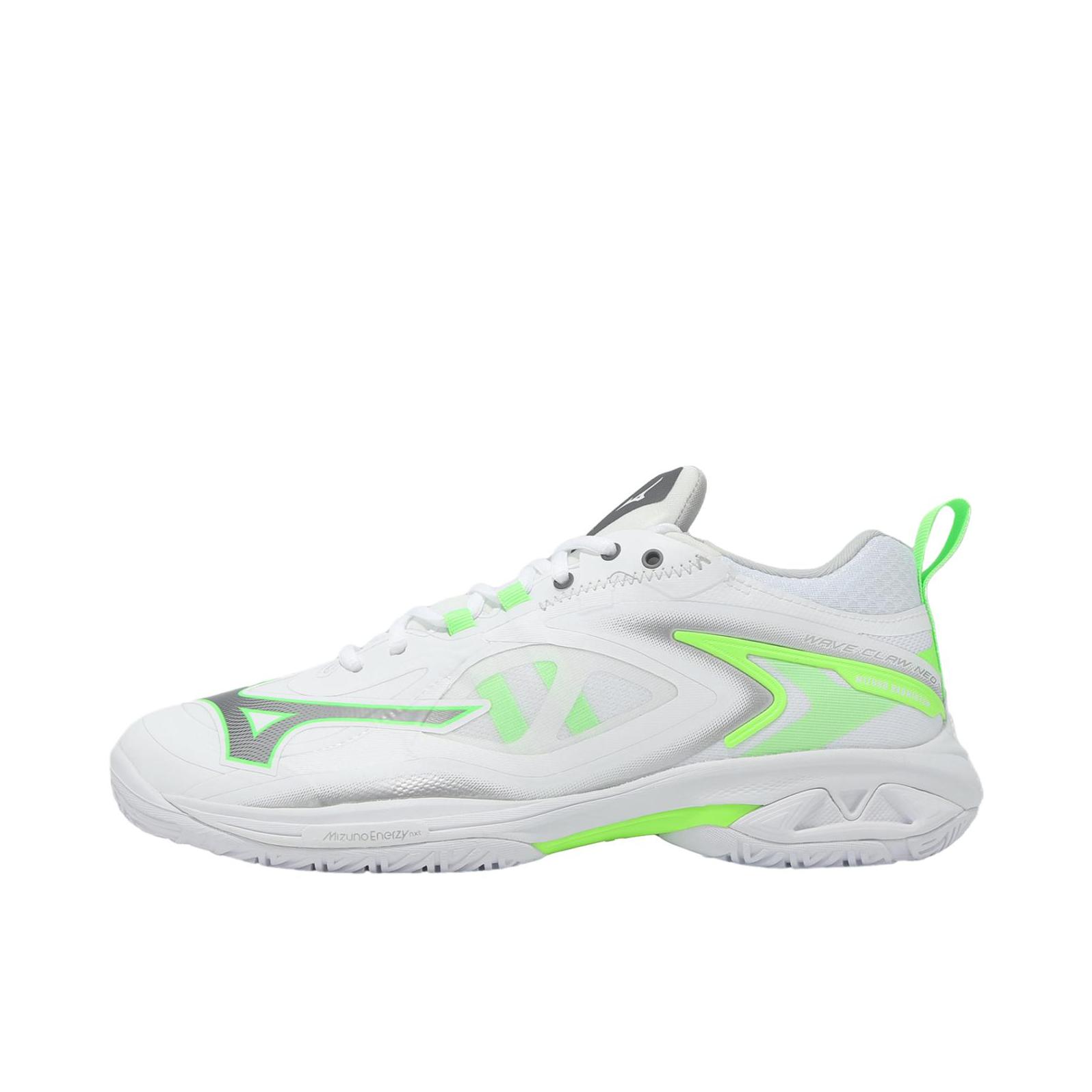 推荐商品：Mizuno/美津浓 WAVE CLAW NEO 3 减震 比赛 透气 合成革 羽毛球鞋 白色/绿色/灰色
