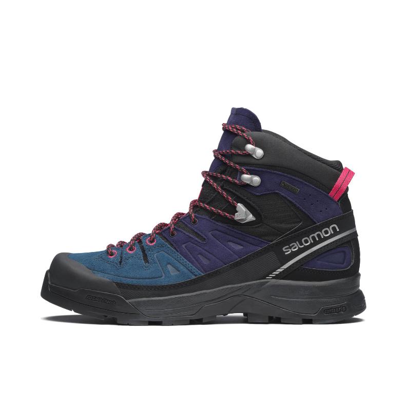 推荐商品：Salomon/萨洛蒙 X-ALP MID LTR GTX 防滑耐磨 减震透气 防水中帮 平跟 橡胶 户外休闲鞋 星光紫/波塞冬蓝/胭脂红
