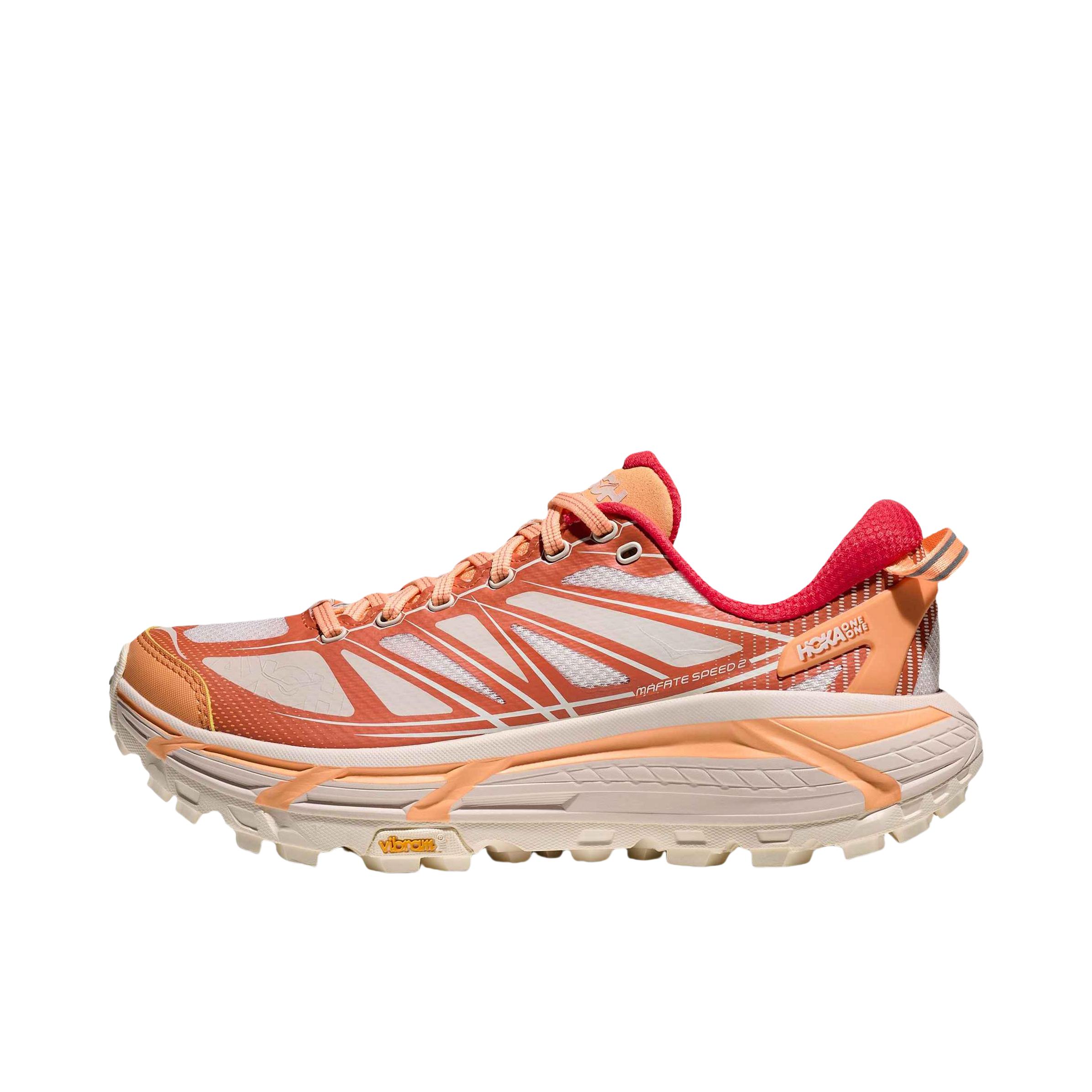 推荐商品：HOKA ONE ONE Mafate Speed 2 马法特 户外鞋 越野跑鞋 缓震透气防滑耐磨轻便支撑低帮 橙色/米色