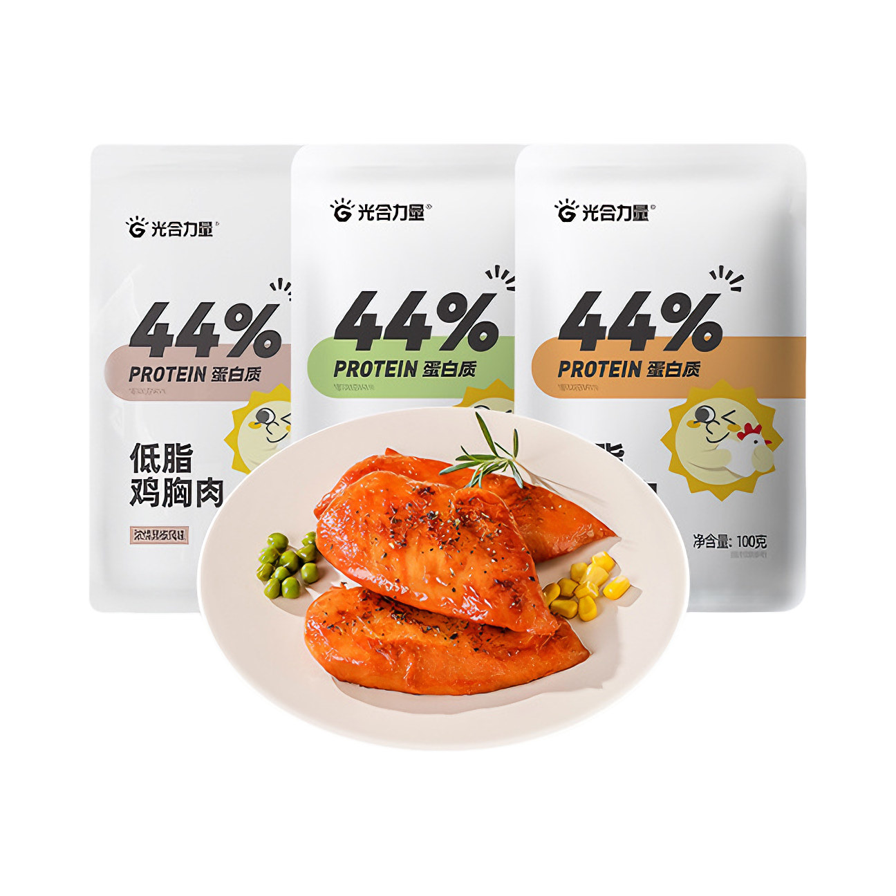 推荐商品：Growthpower/光合力量 100g/袋 低脂鸡胸肉 多口味组合 代餐开袋即食轻速食