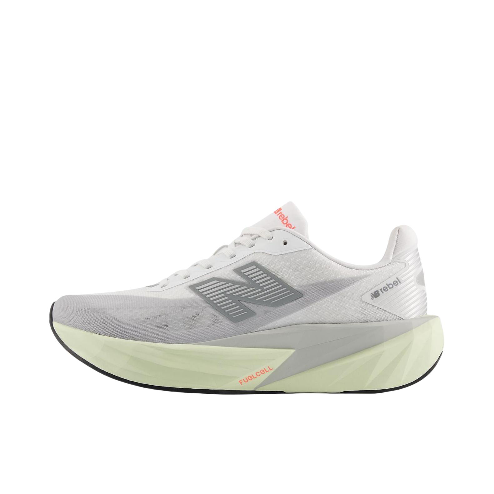 推荐商品：New Balance FuelCell Rebel v5 跑鞋 轻量竞速支撑回弹缓震减震轻便速训稳健抓地韧弹贴合稳固耐用 D宽/灰色