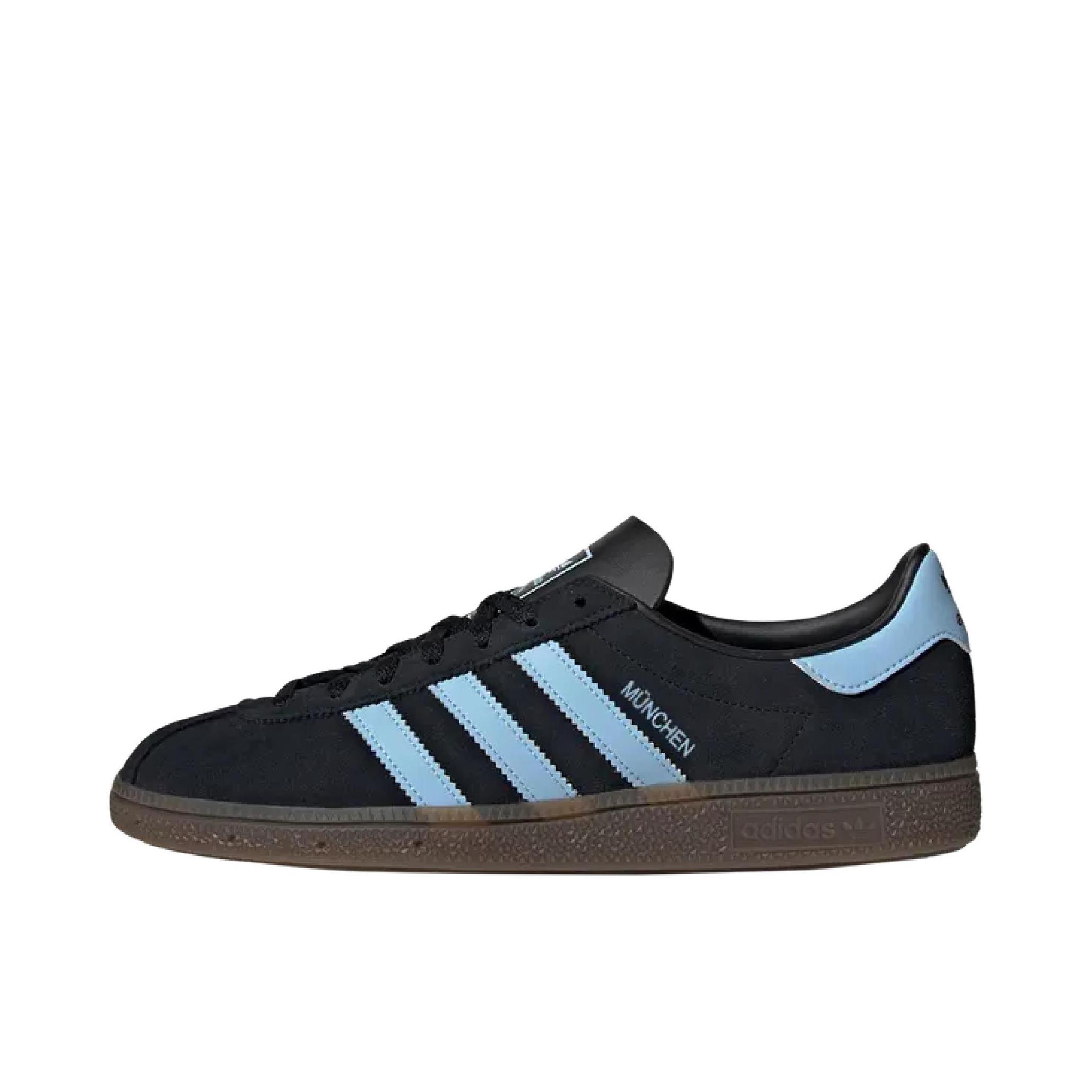 推荐商品：adidas Originals Munchen T头鞋 运动休闲鞋 板鞋 防滑耐磨轻便透气舒适 蓝色/黑色