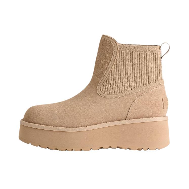 推荐商品：UGG  Cityfunc  保暖 短筒 中跟 圆头 切尔西靴 雪地靴 女款/芥菜籽色