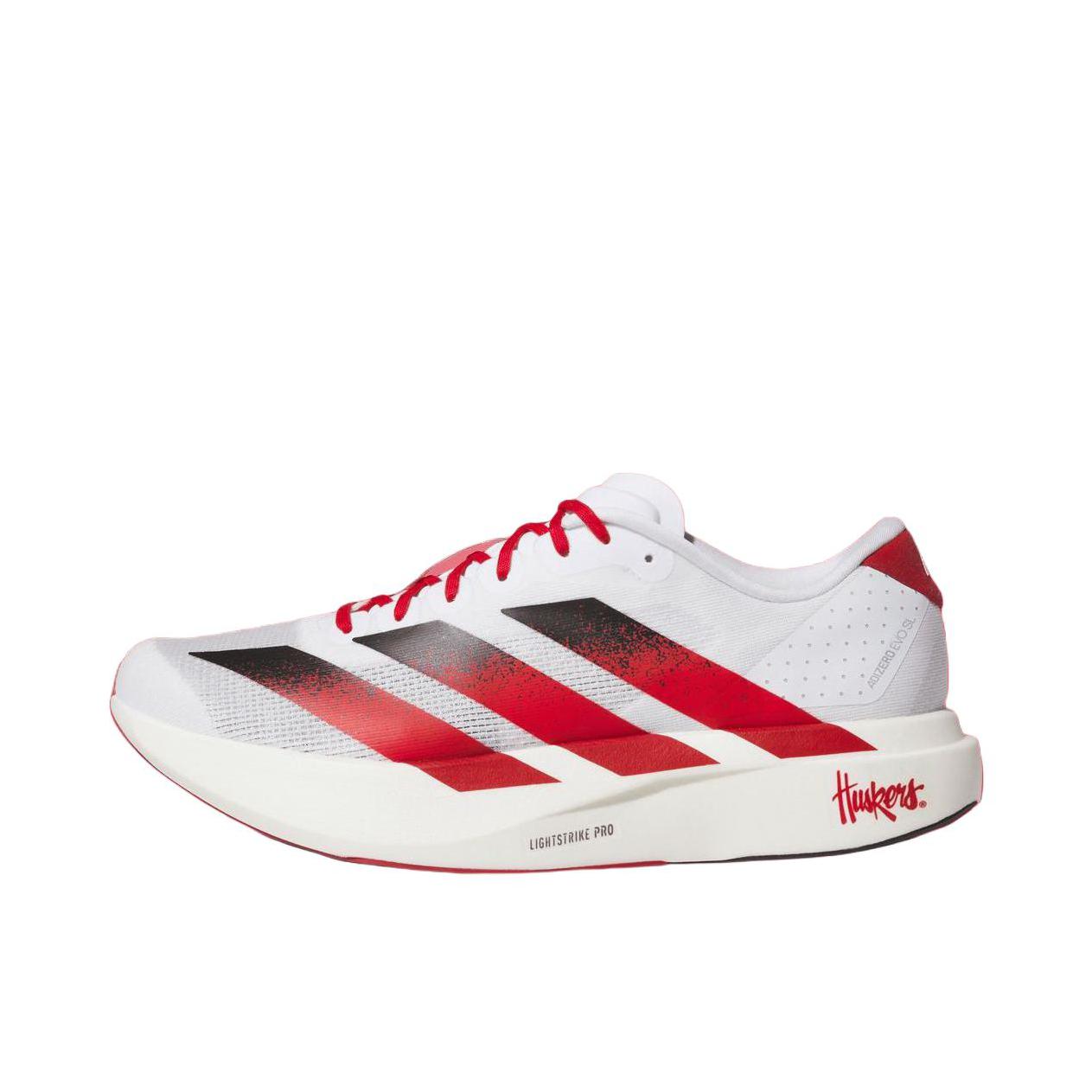 推荐商品：【梅西同款】 adidas Adizero Evo SL 跑鞋 缓震防滑圆头轻便运动马拉松竞速训练 白色/深红色