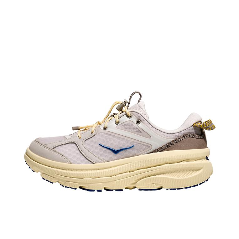 推荐商品：HOKA ONE ONE BONDI B3 复古 缓震 透气 圆头系带 厚底 回弹 运动休闲鞋 水泥灰/复古黄