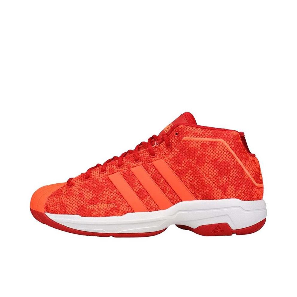 推荐商品：adidas Pro Model 2G 篮球鞋 实战训练减震防滑耐磨 红色/橙色 