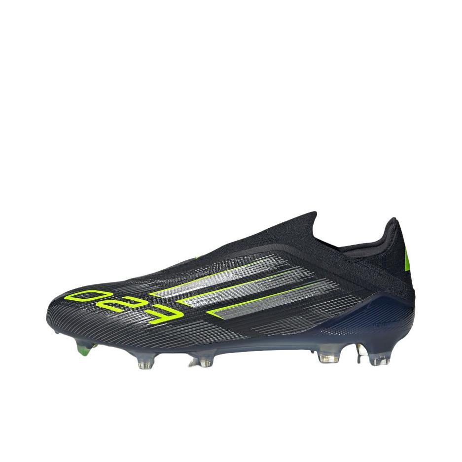 推荐商品：adidas F50 Elite FG 足球鞋 顶级胶质长钉天然硬草地耐用支撑 黑色/亮金属铁灰/亮柠檬黄