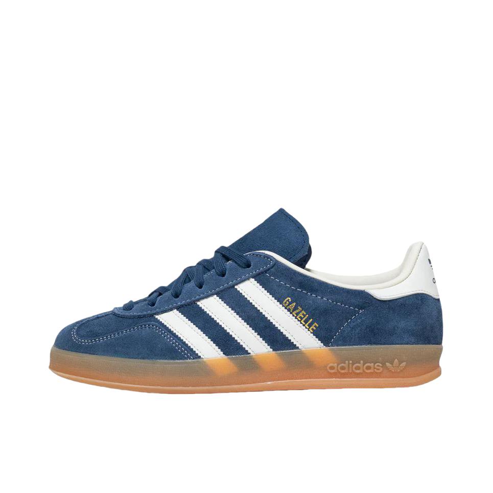 推荐商品：adidas Originals Gazelle Indoor T头鞋 德训鞋 板鞋 舒适缓震防滑耐磨绒面革复古 深蓝色/棕色