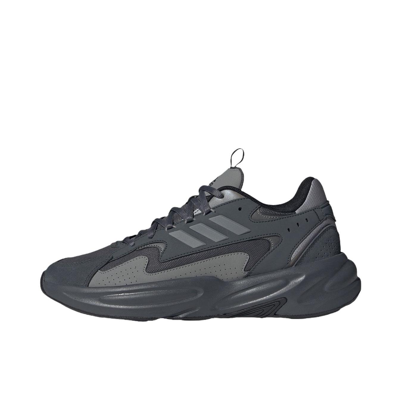 推荐商品：adidas Ozwave 厚底 增高 美观 系带 防水 轻运动 复古 老爹鞋 深灰色/黑色/亮金属铁灰色
