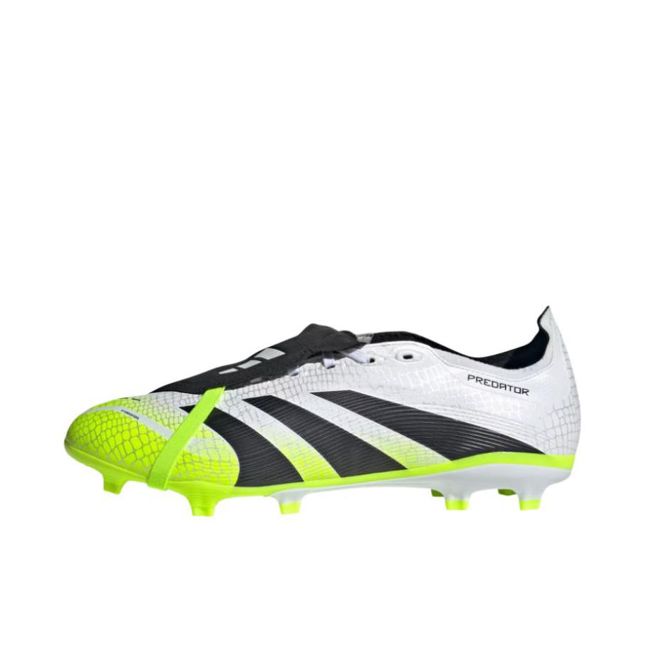 推荐商品：adidas Predator League FG 中端 胶质长钉 硬天然草场 防滑耐磨 减震轻便 足球鞋 白色/黑色/亮柠檬黄