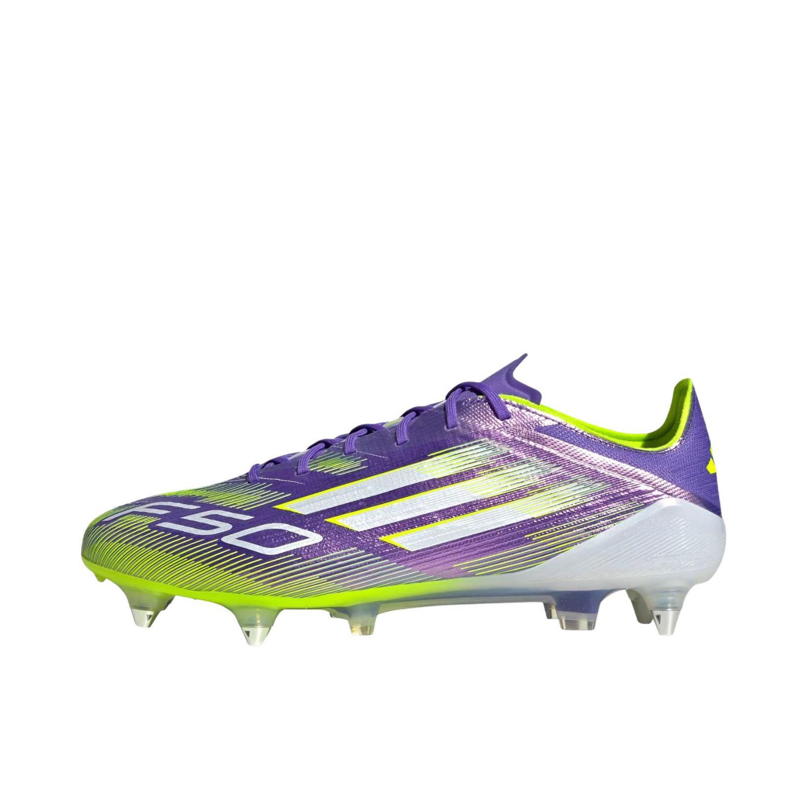 推荐商品：adidas F50 Elite FG 足球鞋 顶级胶质长钉天然硬草地耐用支撑 紫色/黄色/黑色