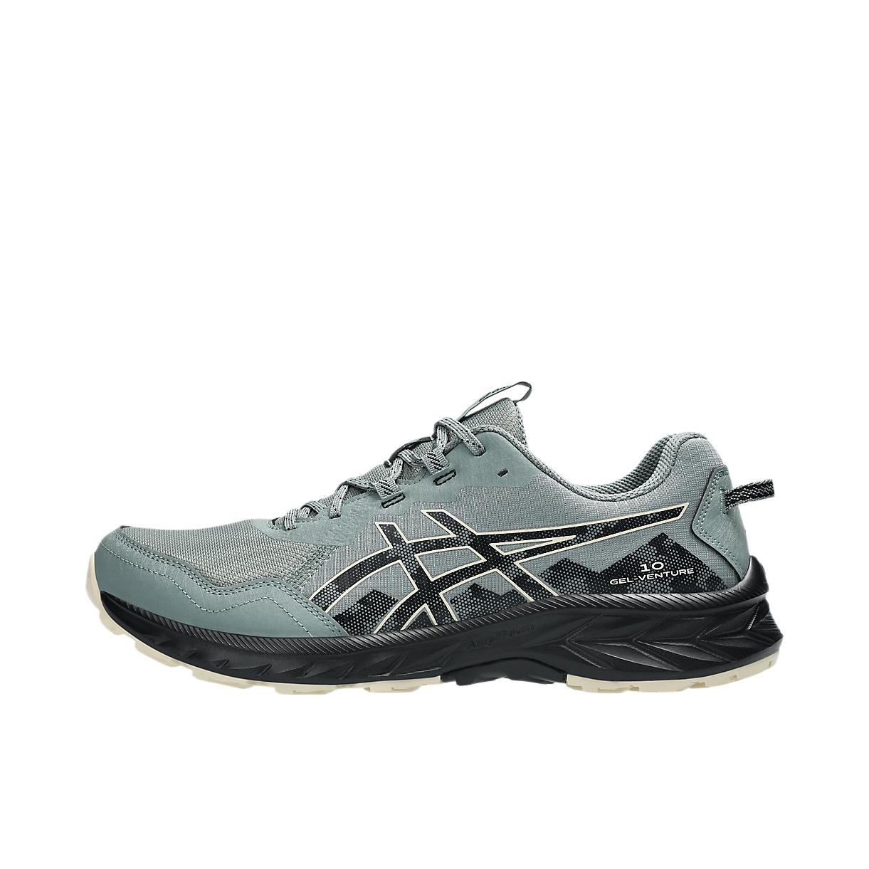 推荐商品：Asics/亚瑟士 GEL-VENTURE 10 跑鞋 越野橡胶系带缓震透气防滑耐磨舒适百搭抓地 灰色/绿色