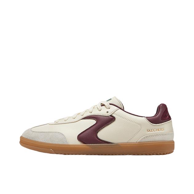 推荐商品：Skechers/斯凯奇 Court Classics 防滑 回弹 贴合耐磨 低帮 闪穿 圆头 薄底 绑带 简洁风 板鞋 自然色/酒红色