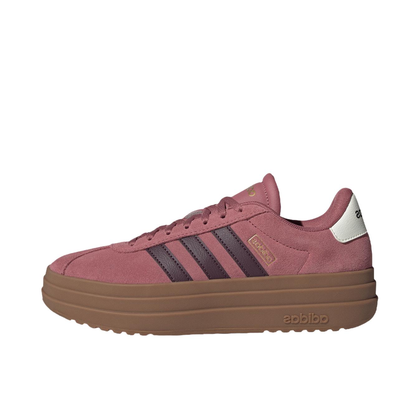 推荐商品：adidas VL Court Bold T头鞋 德训鞋 板鞋 舒适百搭复古防滑耐磨轻便厚底增高贴合圆头 女款/深粉色/暗酱紫