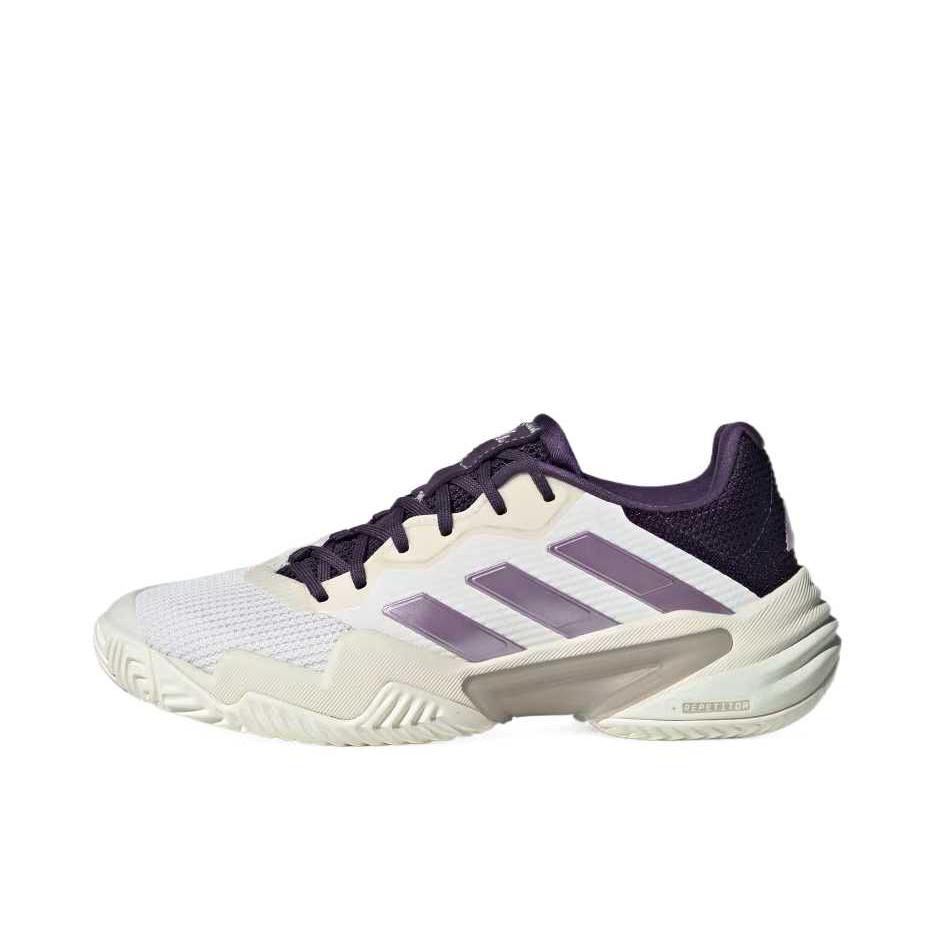 推荐商品：adidas Barricade 13 舒适透气 减震耐磨 贴合 支撑 网球鞋 白色/紫色 