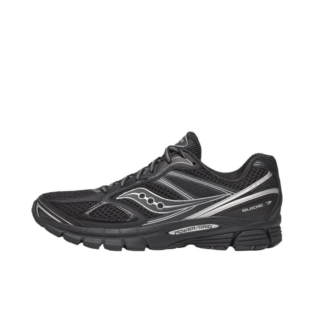 推荐商品：Saucony/索康尼 PROGRID GUIDE 7 跑鞋 耐磨复古美观缓震防滑千禧 黑色/银色