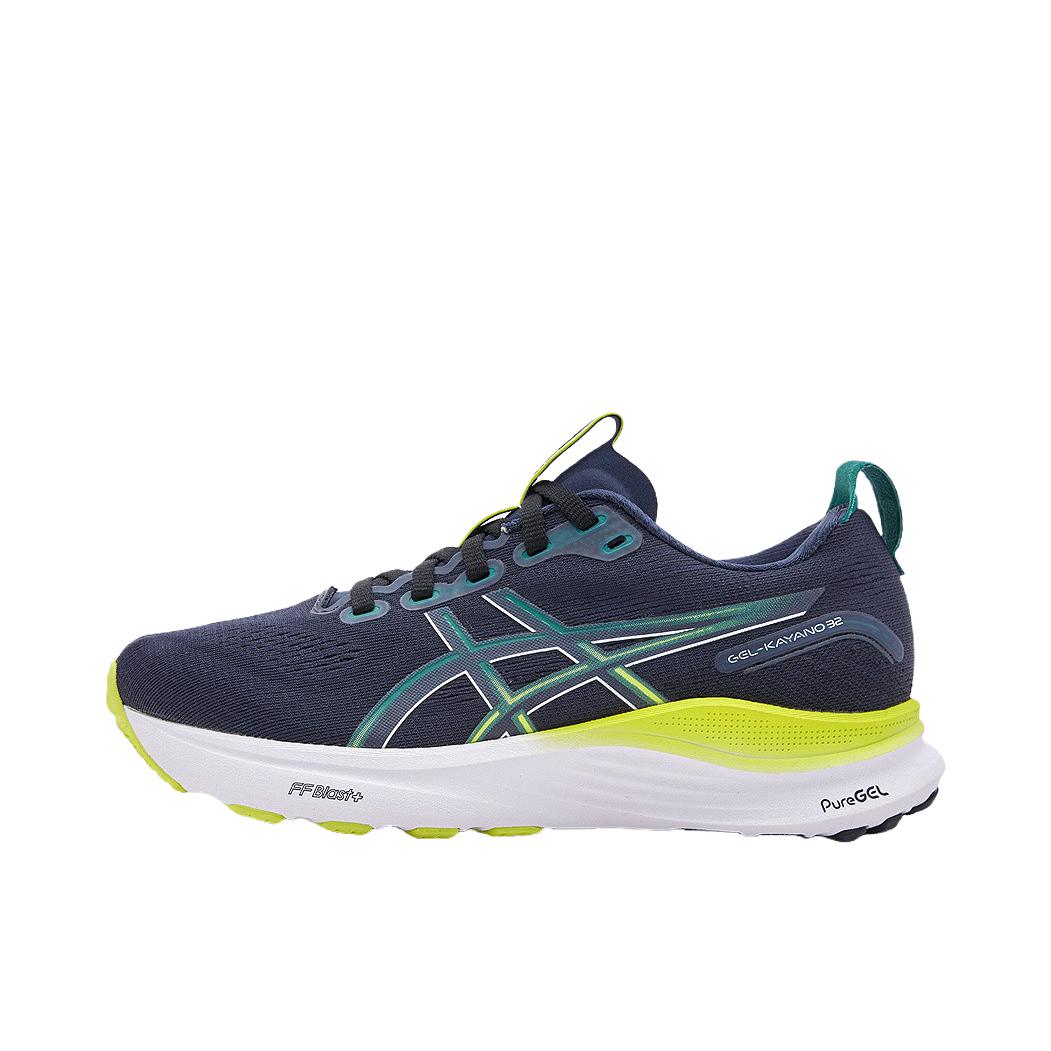 推荐商品：Asics/亚瑟士 GEL-KAYANO 32 跑鞋 防滑耐磨稳定支撑缓震回弹轻量训练圆头体测夜跑短跑 大童/蓝色/荧光绿