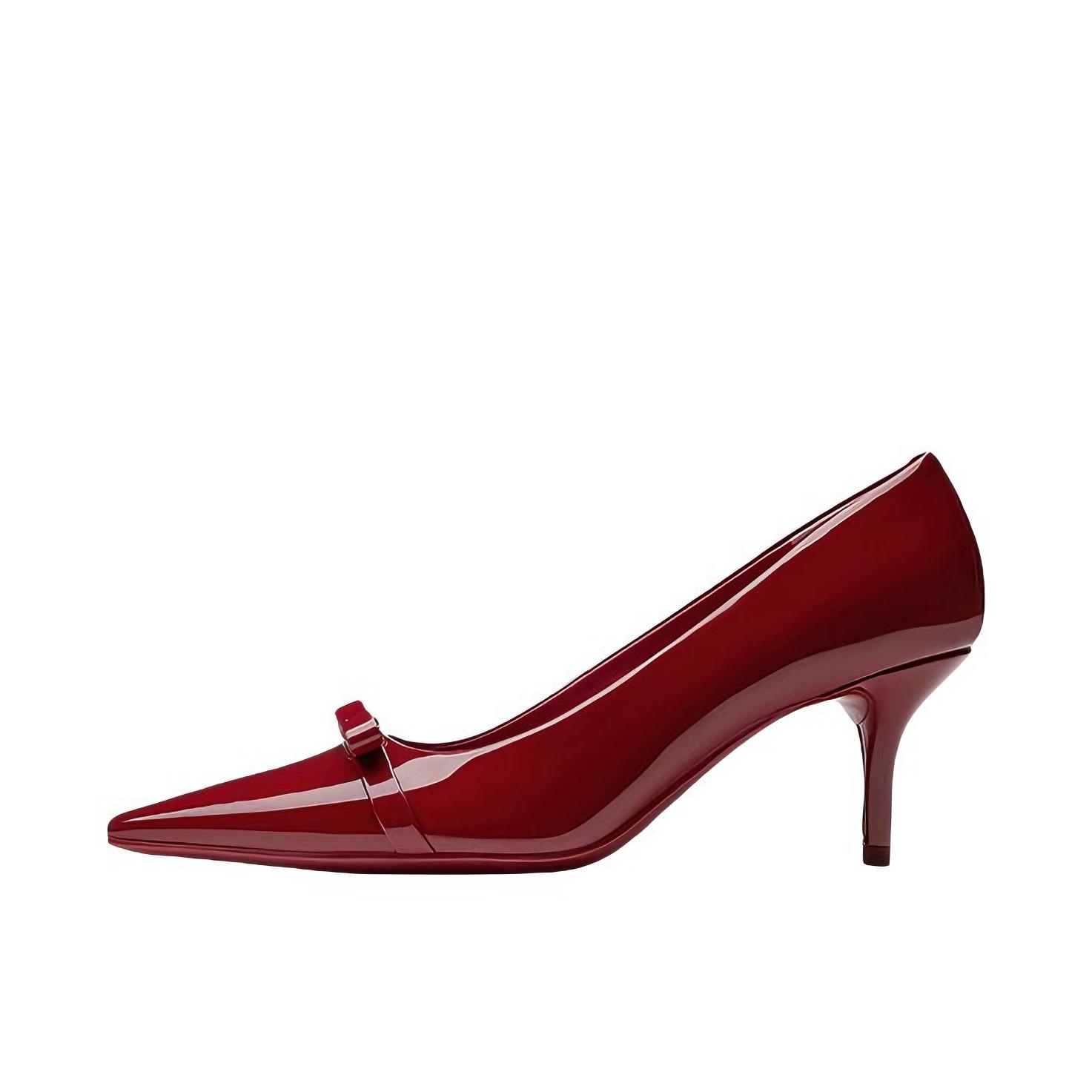 推荐商品：CHARLES&KEITH 高跟鞋 尖头细跟防滑舒适漆皮 CK1-60361595 红色