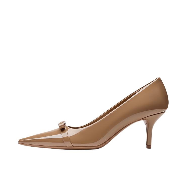 推荐商品：CHARLES&KEITH 高跟鞋 尖头细跟防滑舒适漆皮 CK1-60361595 焦糖色