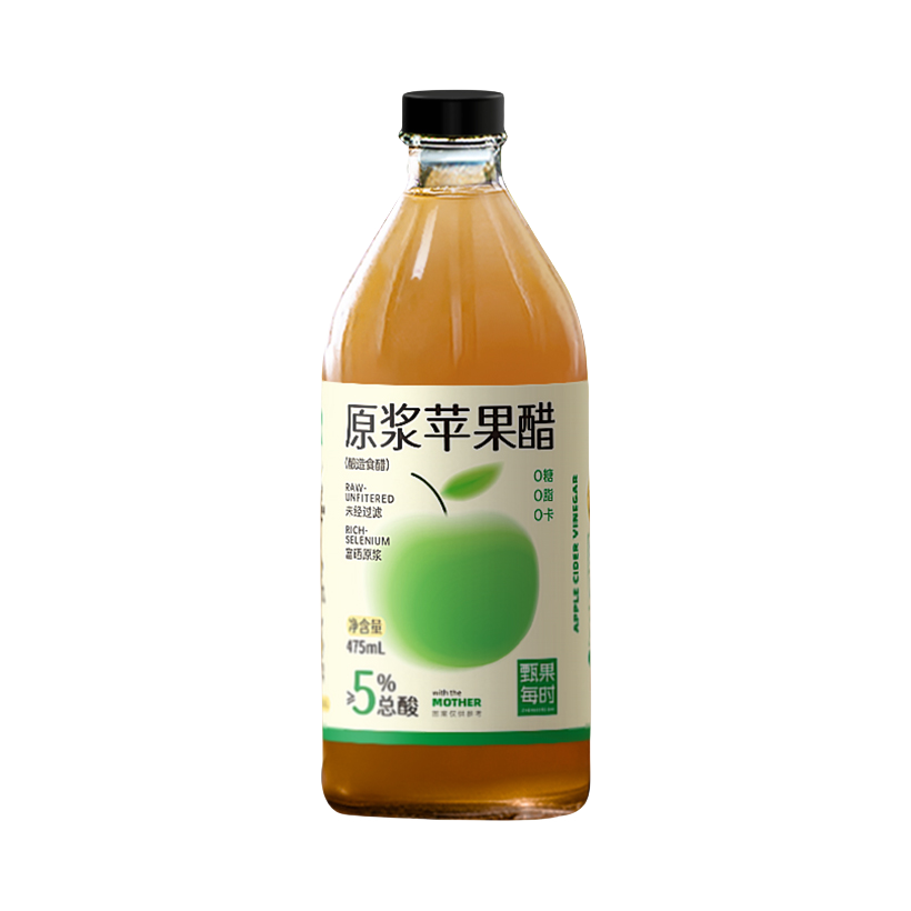推荐商品：甄果每时 原浆苹果醋 0糖0脂0卡 475ml 瓶装