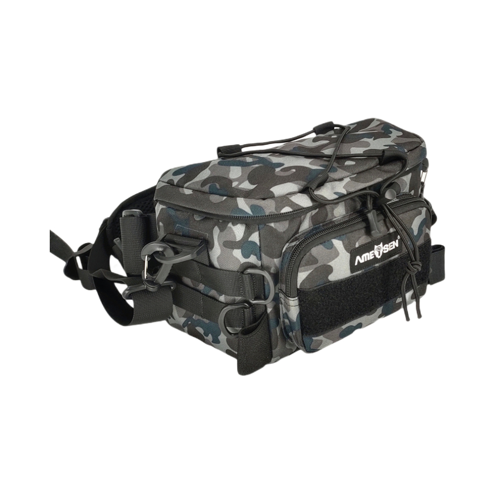 推荐商品：ameisen/阿迈森 多功能户外专业装备收纳防水渔具包钓鱼包斜挎包腰包胸包