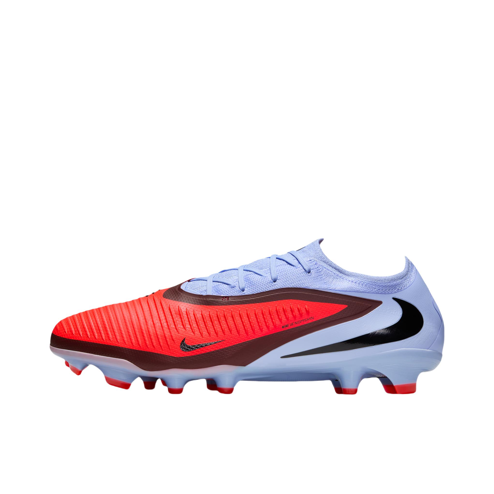 推荐商品：Nike 暗煞 Phantom 6 Pro FG 足球鞋 次顶级胶质长钉硬草地 低帮/浅宝蓝/亮深红/黑色