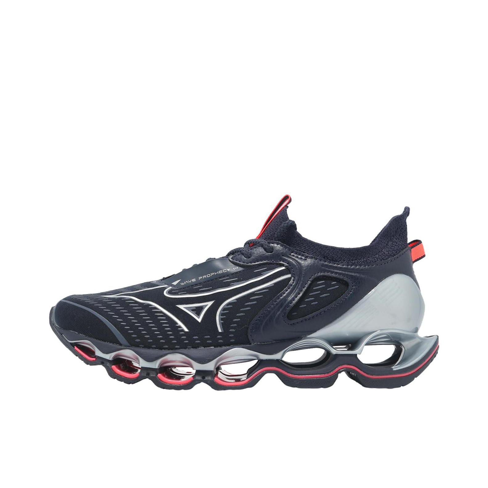 推荐商品：Mizuno/美津浓  WAVE PROPHECY 14 S 预言  镂空 缓震 透气 运动  跑鞋 蓝色/银色