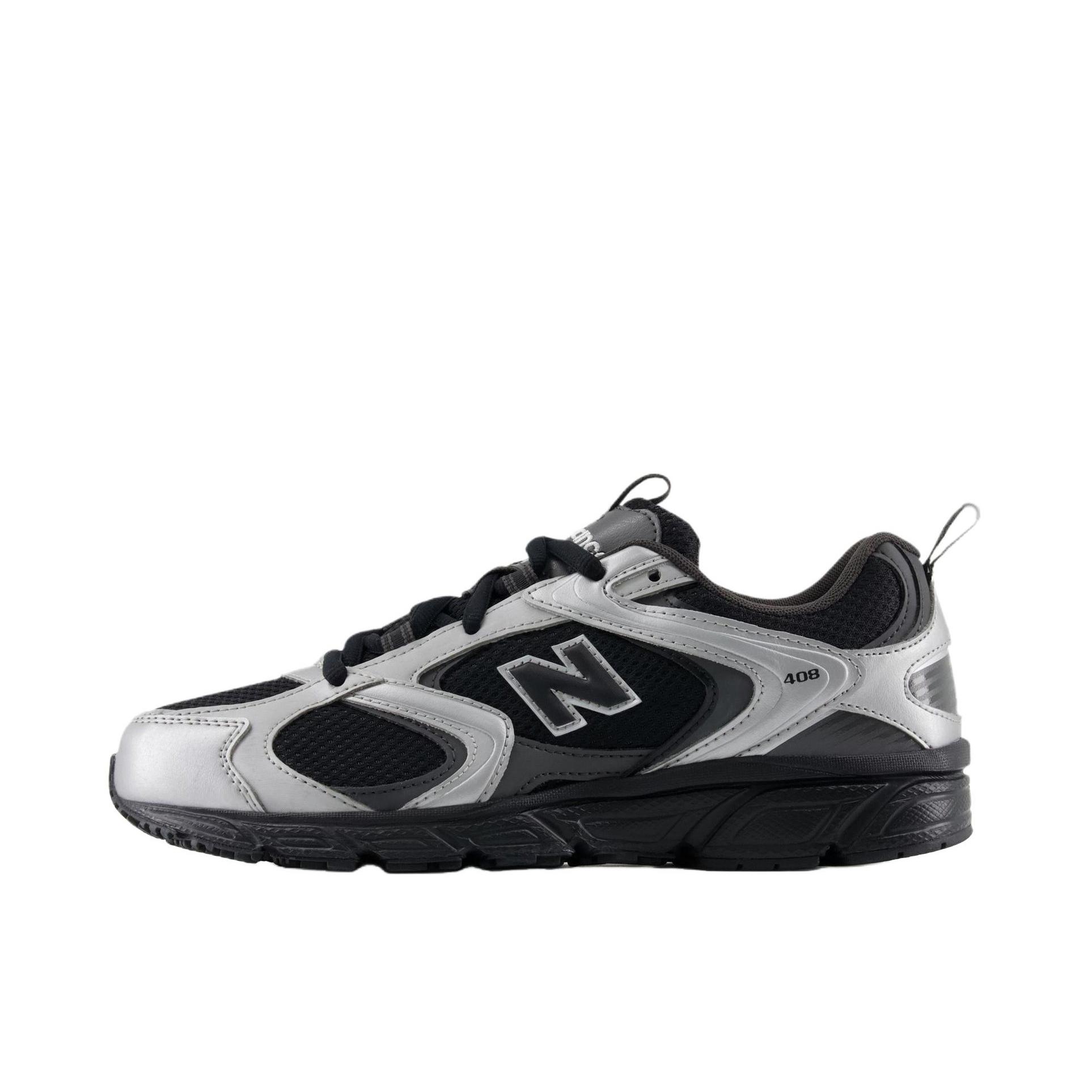 推荐商品：New Balance 408 织物 透气耐磨 防滑增高 舒适网面 时尚复古 潮流 运动休闲鞋 黑色/银色