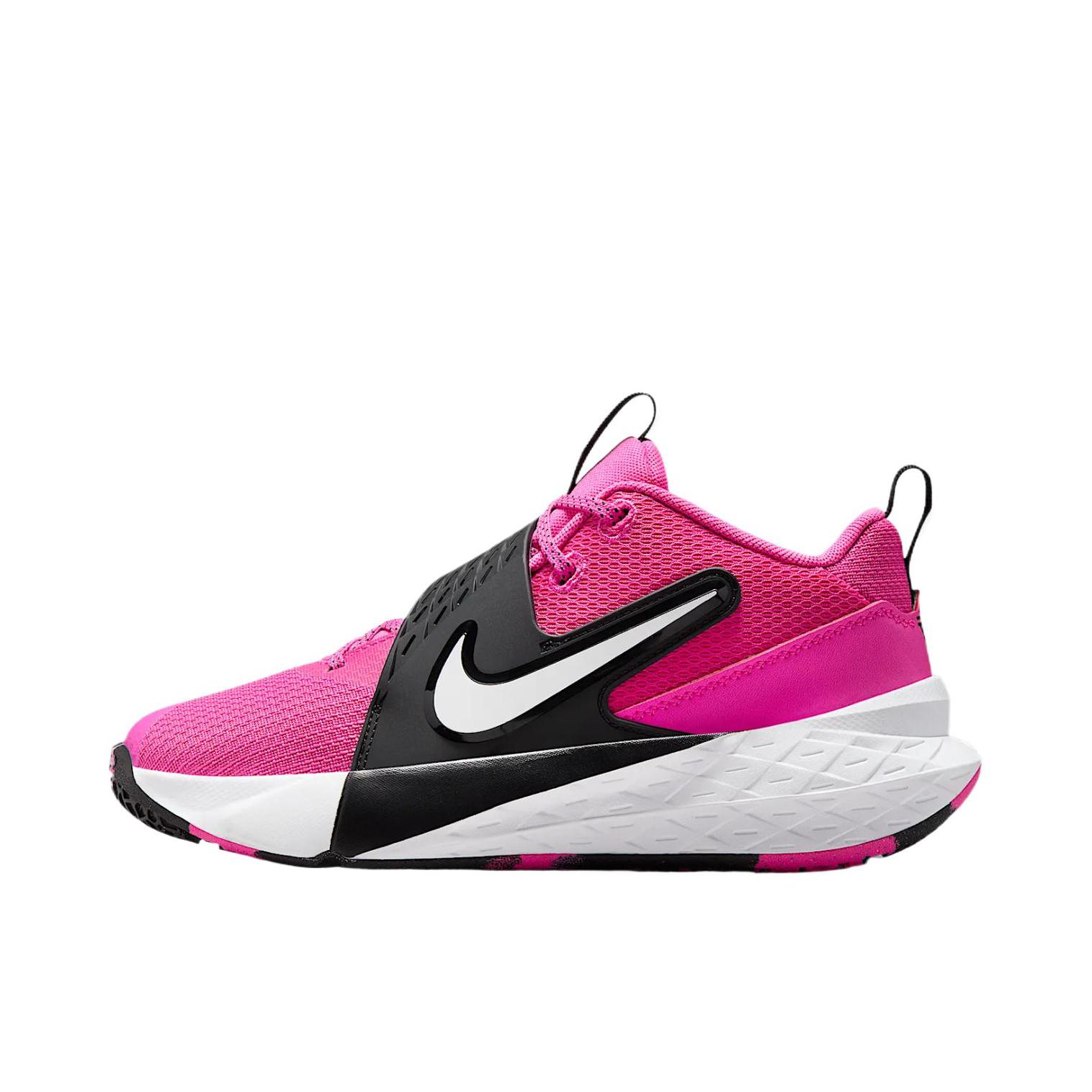 推荐商品：Nike TEAM HUSTLE D 12 舒适缓震 网面 防滑耐磨 抓地 时尚百搭 魔术贴 美观 训练 冬季 易穿脱 贴合 抗扭 篮球鞋 大童/粉色