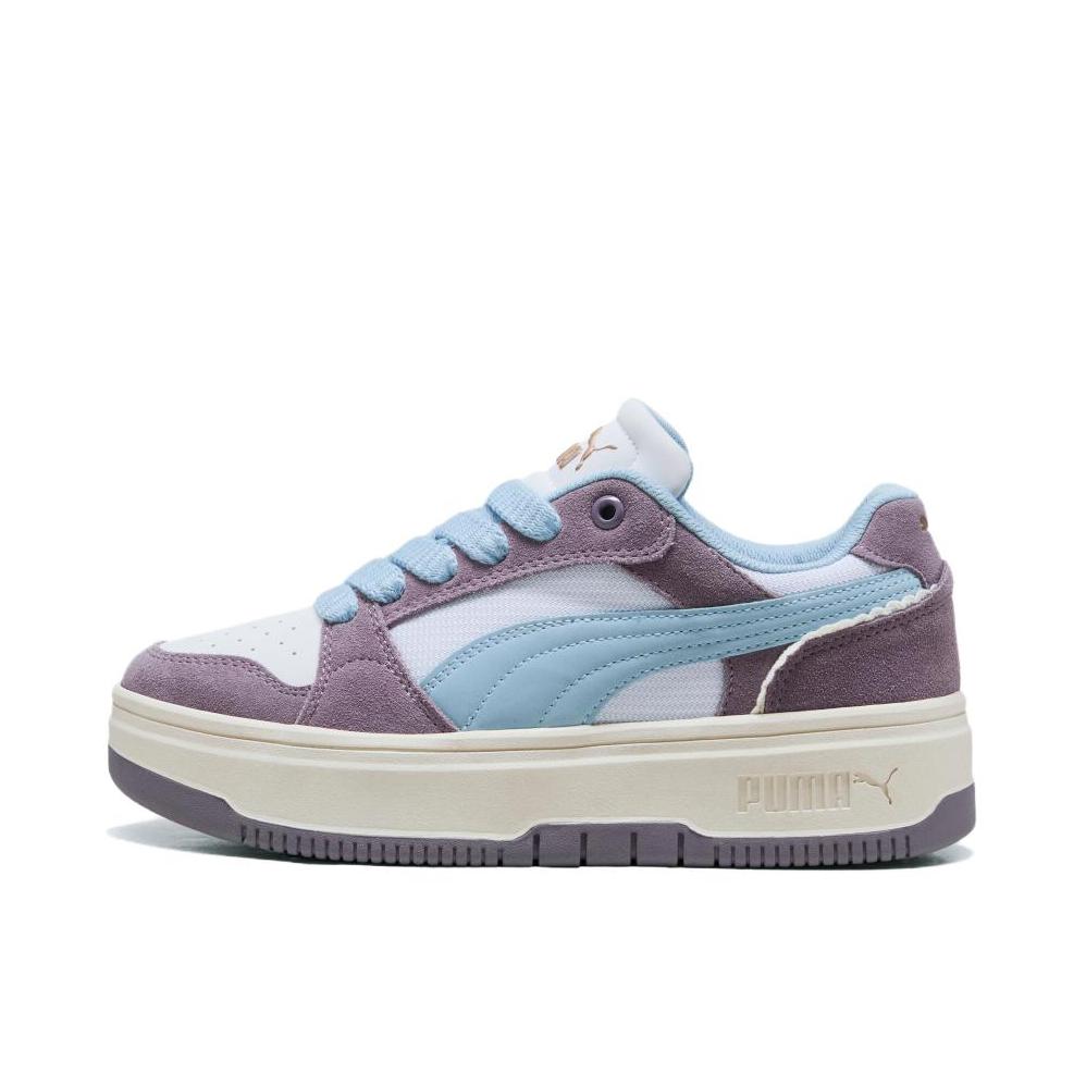 推荐商品：Puma/彪马 REBOUND FEMME LOW MEMOIRES 板鞋 透气复古增高厚底松糕鞋 女款/白色/浮潜蓝/米白色