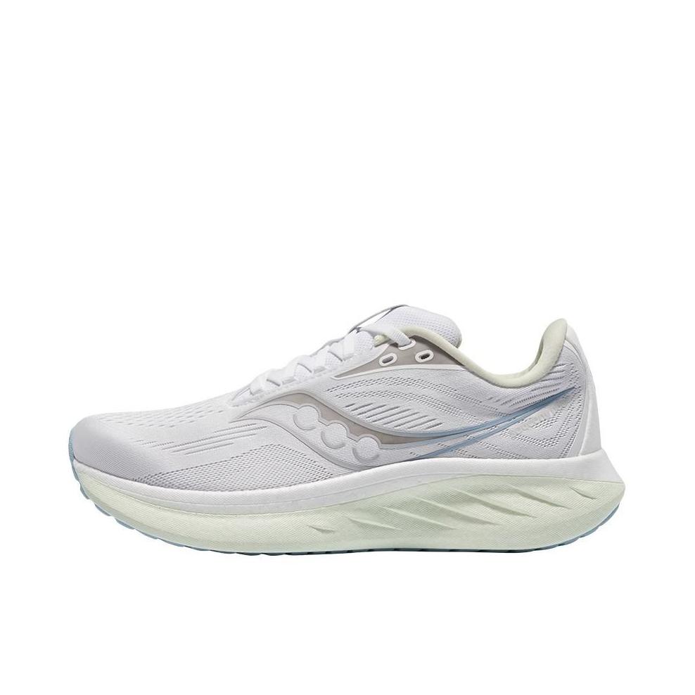 推荐商品：Saucony/索康尼 Ride 驭途 18 舒适缓震 防滑耐磨 低帮 慢跑 百搭 跑鞋 白色/灰色