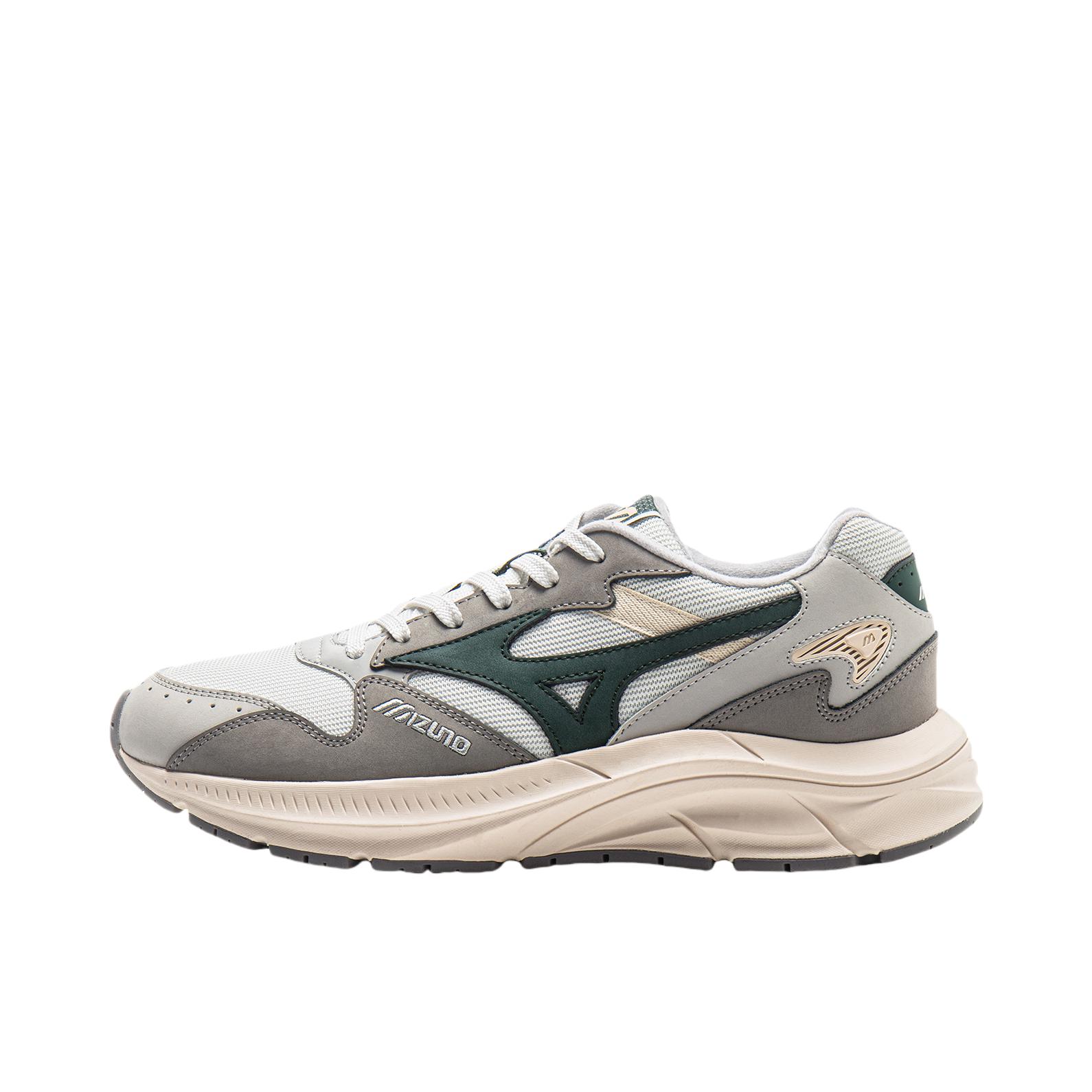 推荐商品：Mizuno/美津浓  Pi Retro  舒适减震 防滑耐磨 合成革 时尚简约 百搭复古  跑鞋  轻灰色