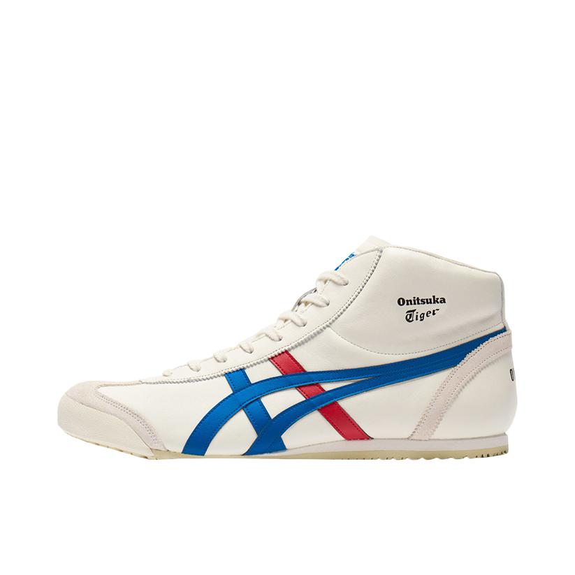 推荐商品：Onitsuka Tiger Mexico Mid Runner 复古时尚 轻便 减震 防滑 耐磨 德训鞋 休闲鞋 米色/蓝色