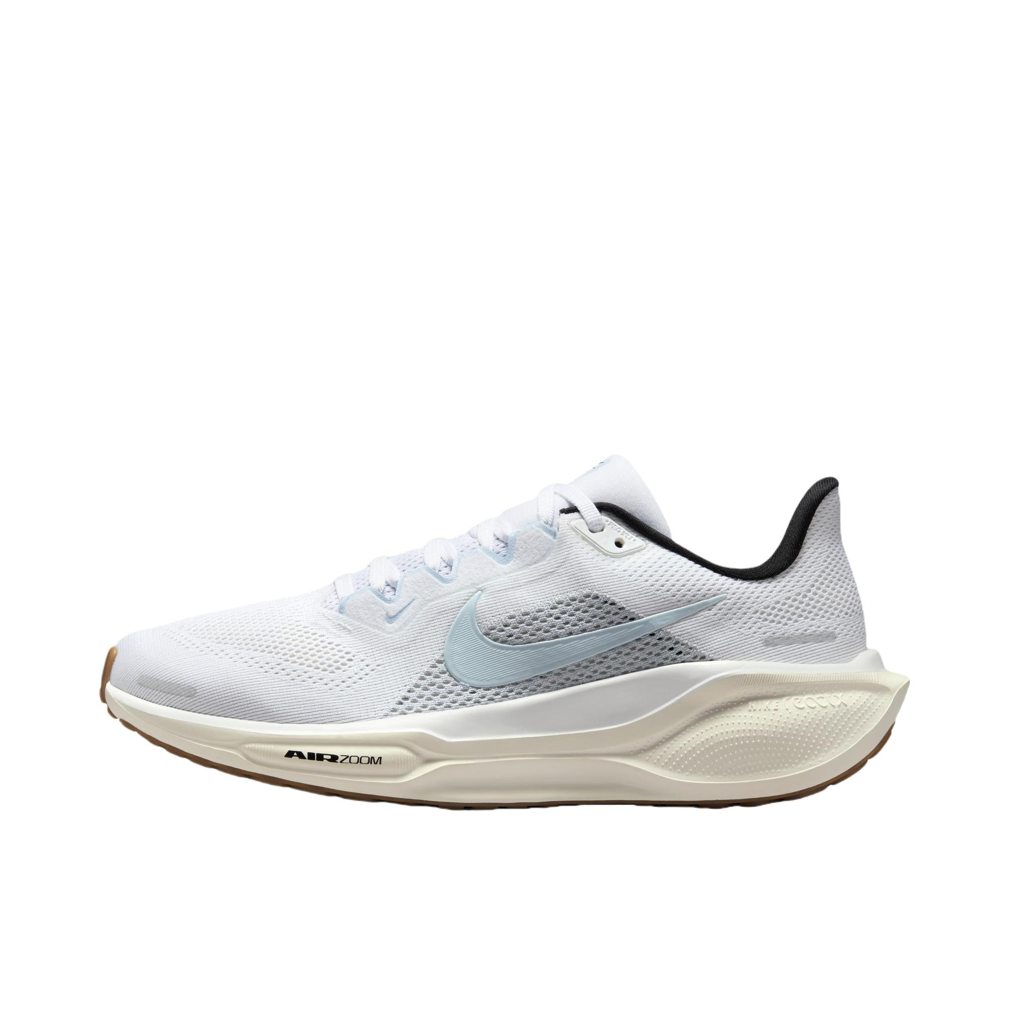 推荐商品：Nike Air Zoom Pegasus 41 飞马 跑鞋 ReactX泡绵缓震透气轻便回弹训练防滑马拉松短跑支撑贴合耐用 女款/白色/蓝色