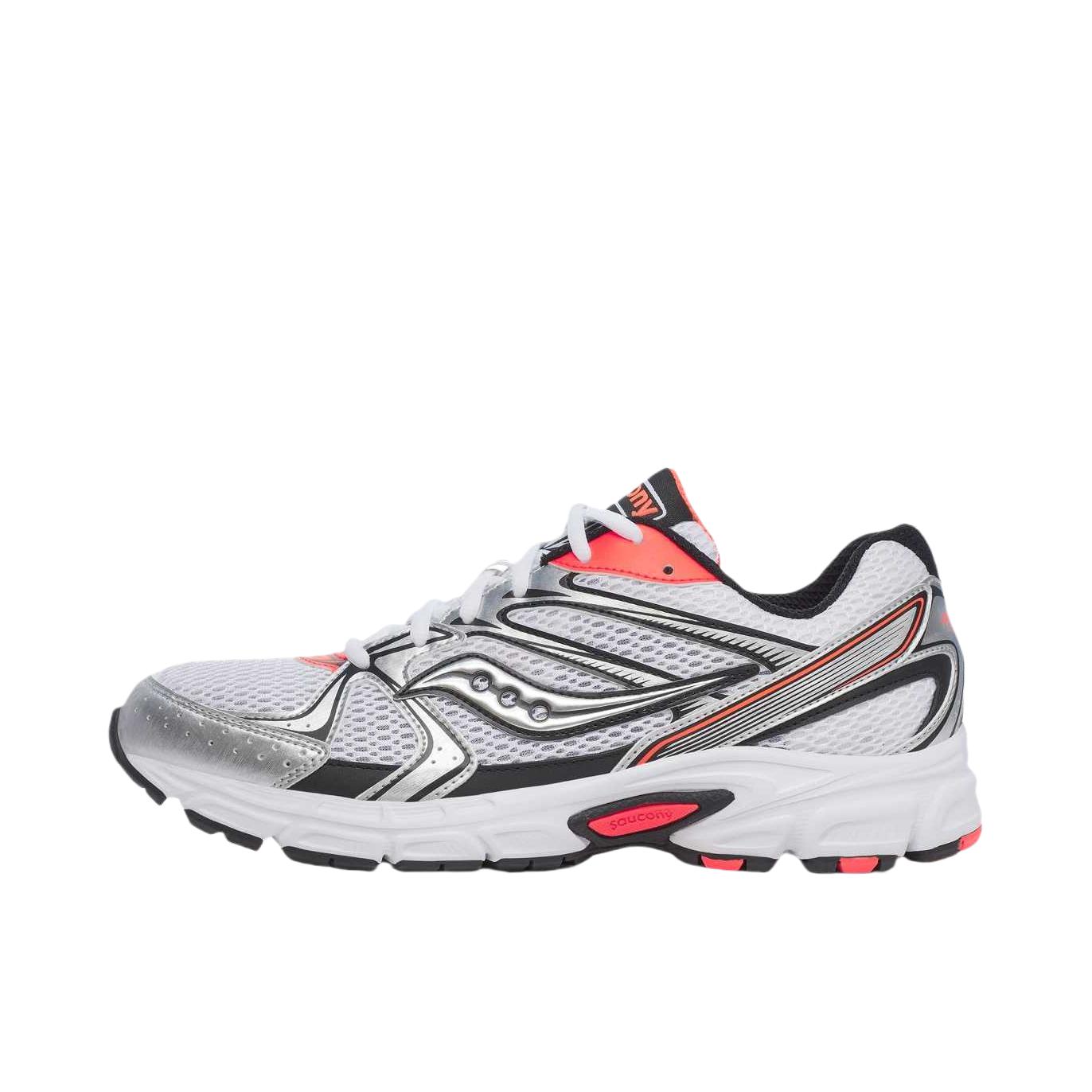 推荐商品：Saucony/索康尼 Ride Millennium 驭途 复古 系带 舒适缓震 防滑耐磨 网布 跑鞋 银色