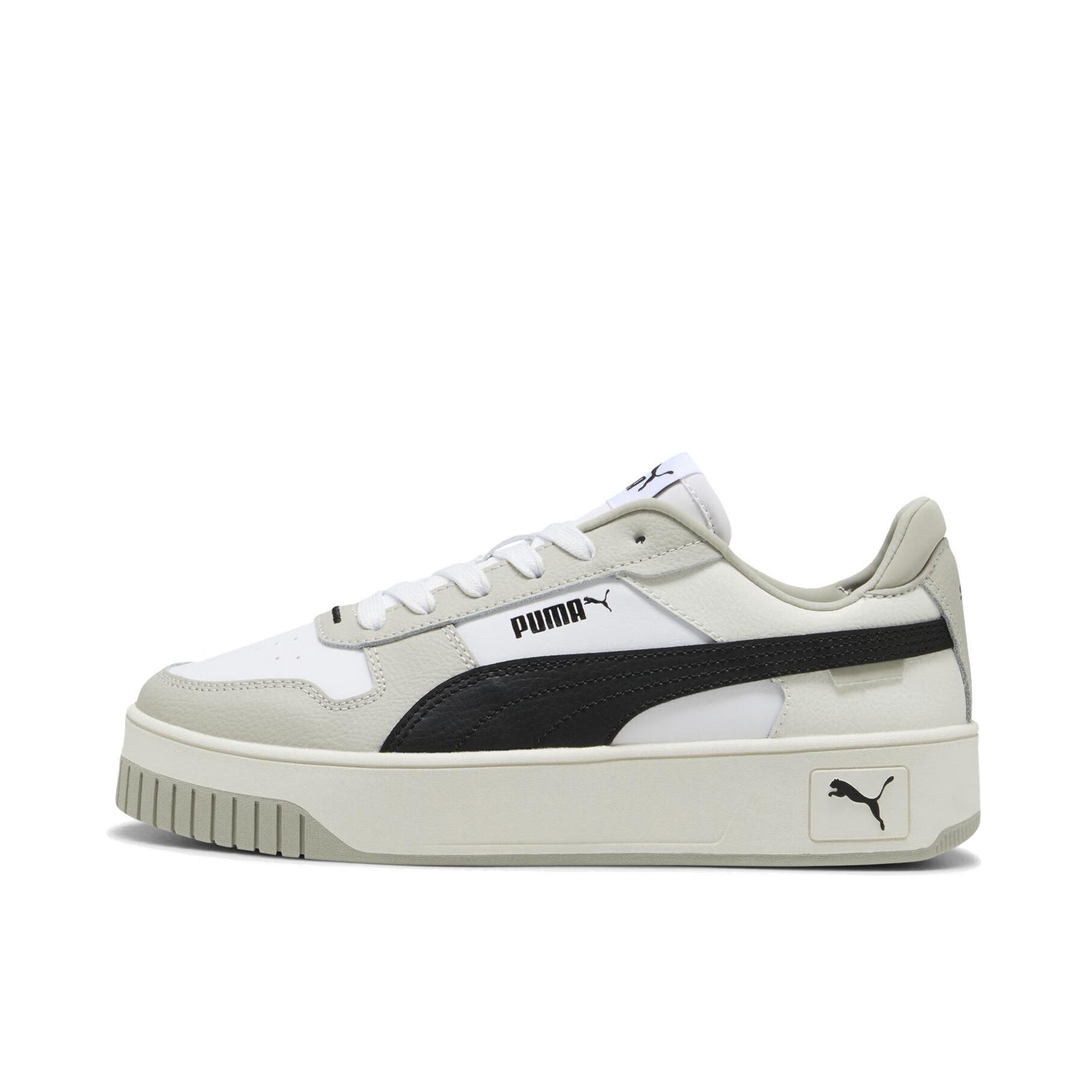 推荐商品：Puma/彪马 Carina street 厚底鞋 板鞋 防滑耐磨减震百搭轻便透气舒适休闲复古运动增高抓地 女款/白/黑色/沙砾灰