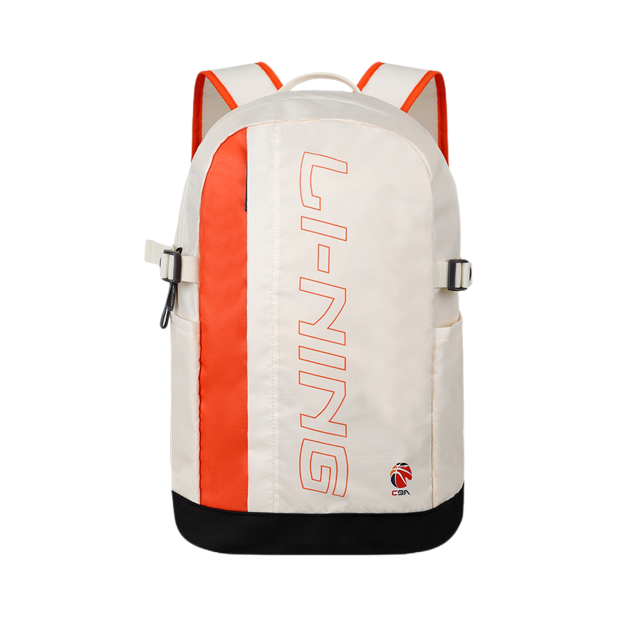 Li Ning/李宁 篮球系列 常规情侣款CBA大容量户外旅行防泼水运动百搭聚酯纤维电脑包双肩包 橙色 ABSV465-3