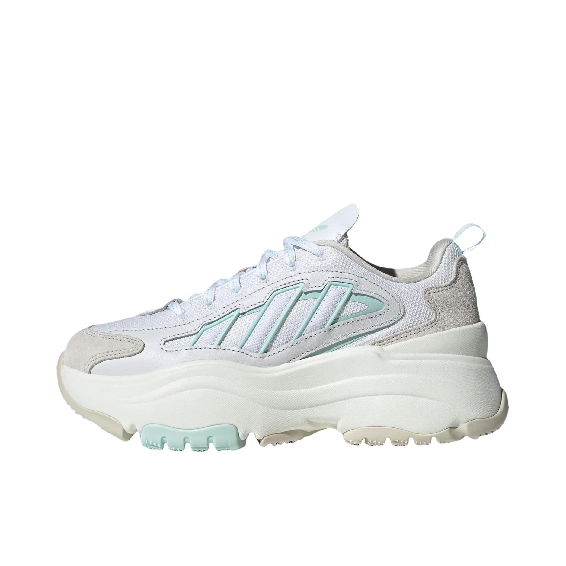 推荐商品：adidas Originals  Ozgaia  防滑耐磨 减震 网面透气 厚底  增高鞋 老爹鞋 女款/白色/蓝色/矾土棕色