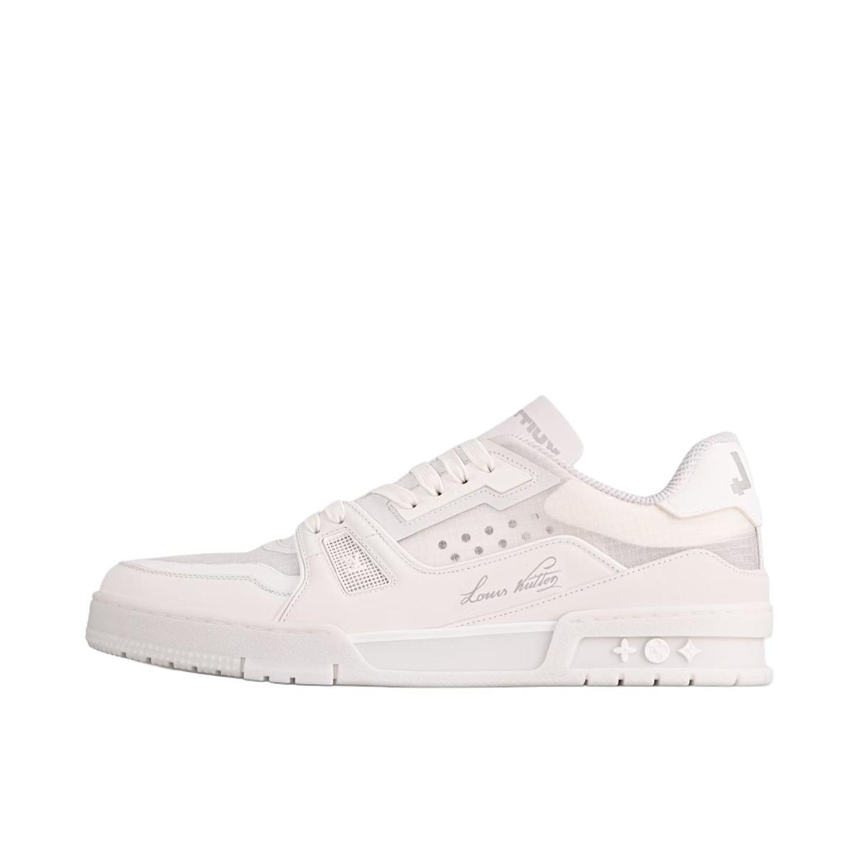 推荐商品：Louis Vuitton Trainer系列 时尚 牛皮 圆头 防滑 轻便 板鞋 白色/浅灰色