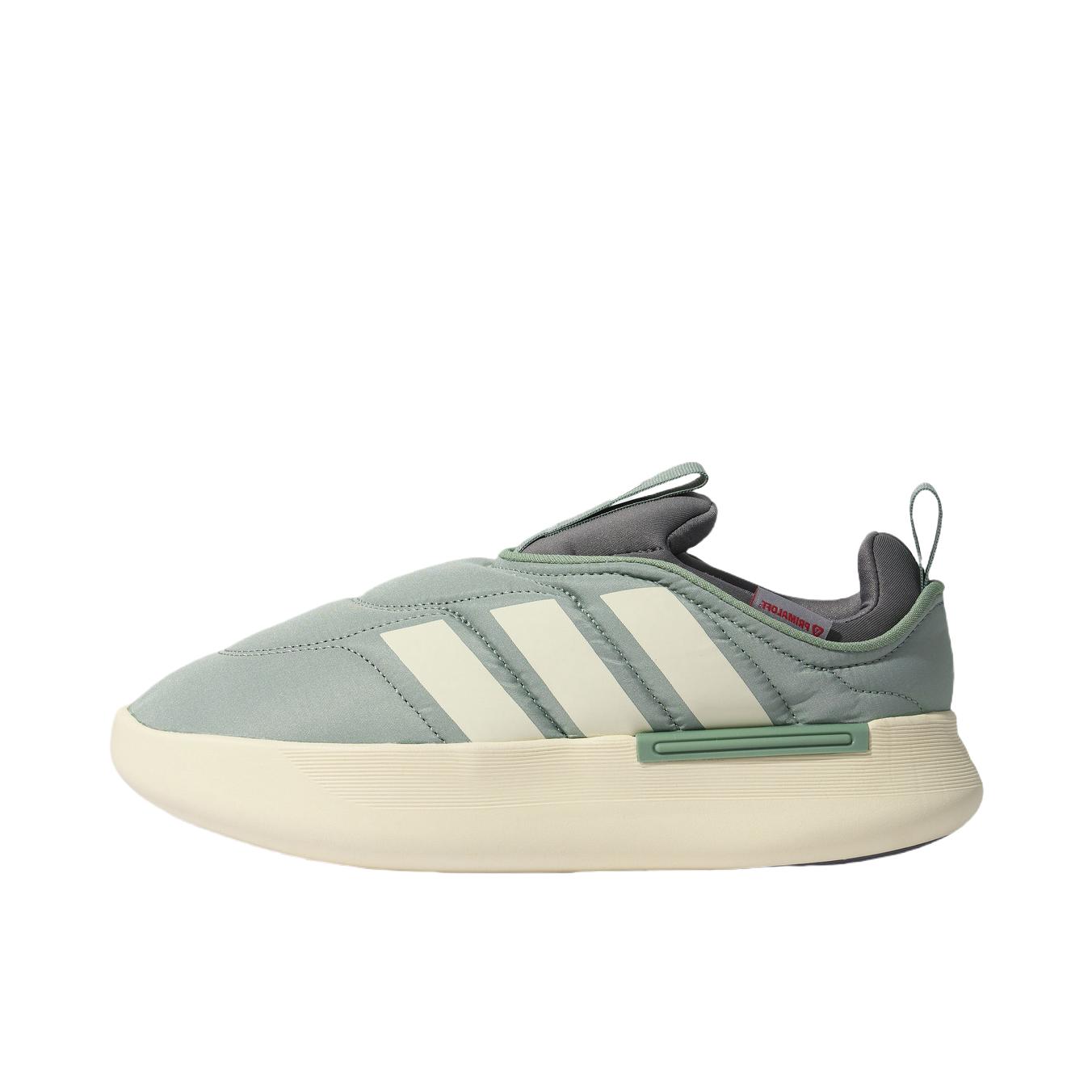 推荐商品：adidas Adipuff 运动休闲鞋 舒适轻便防滑耐磨百搭圆头 银灰绿/灰色/沙棕色
