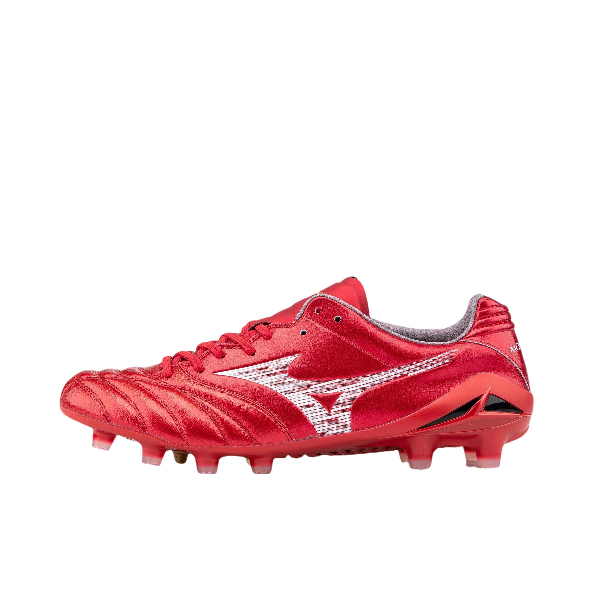 推荐商品：Mizuno/美津浓 Morelia NEO 4 FG 防滑耐磨 圆头 胶质长钉 天然草地 足球鞋 红色/白色