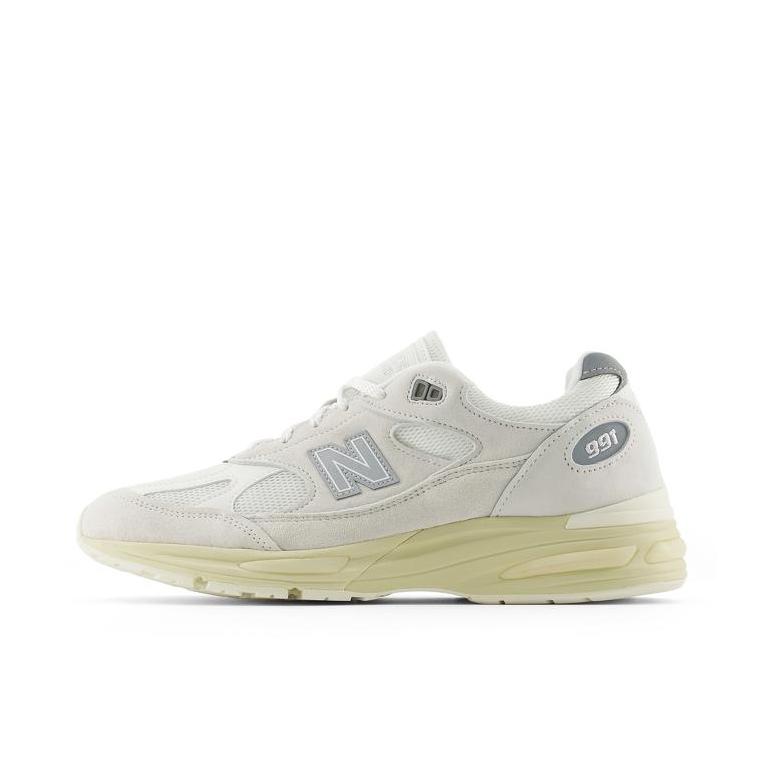 推荐商品：New Balance 991 v2 跑鞋 防滑耐磨网布透气绒面皮合成革舒适圆头复古贴合 D宽/乳白色