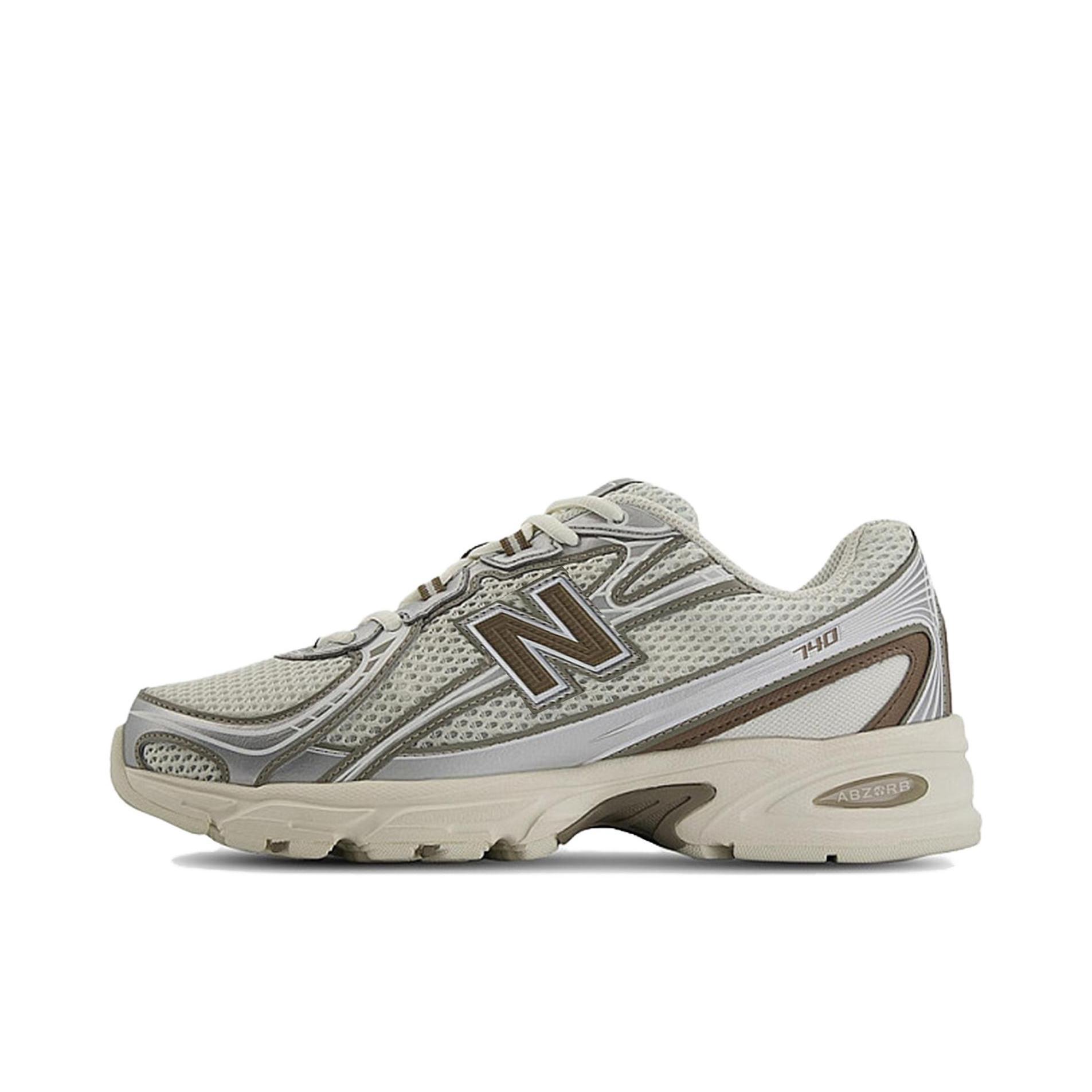 推荐商品：New Balance 740 v2 跑鞋 复古防滑耐磨网面低帮增高贴合 D宽/米色/银色