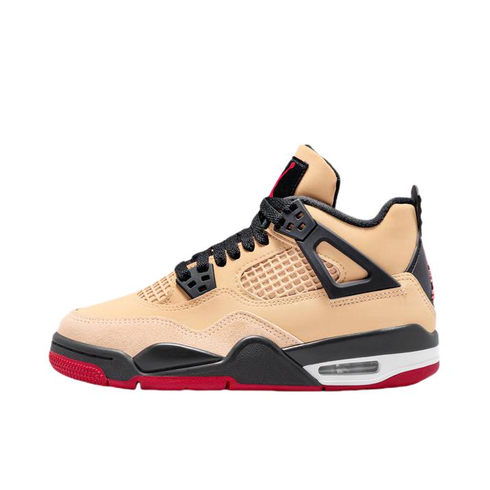 推荐商品：Air Jordan 4 运动休闲鞋 舒适缓震防滑耐磨复古简约时尚百搭支撑织物合成革轻质 大童/芝麻棕/火焰红/黑色/白色/海星橙