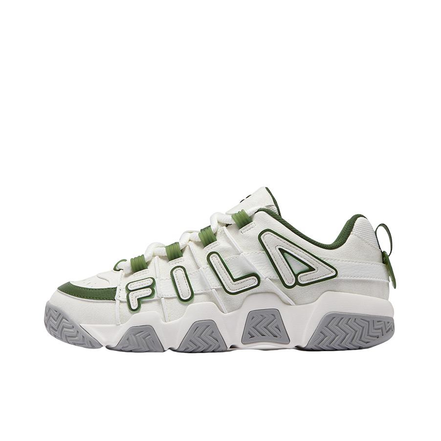 推荐商品：FILA/斐乐 Barricade 时尚复古 潮流百搭 防滑耐磨 防水 织物 合成革 运动休闲鞋 T12M333201 雪白/花园绿