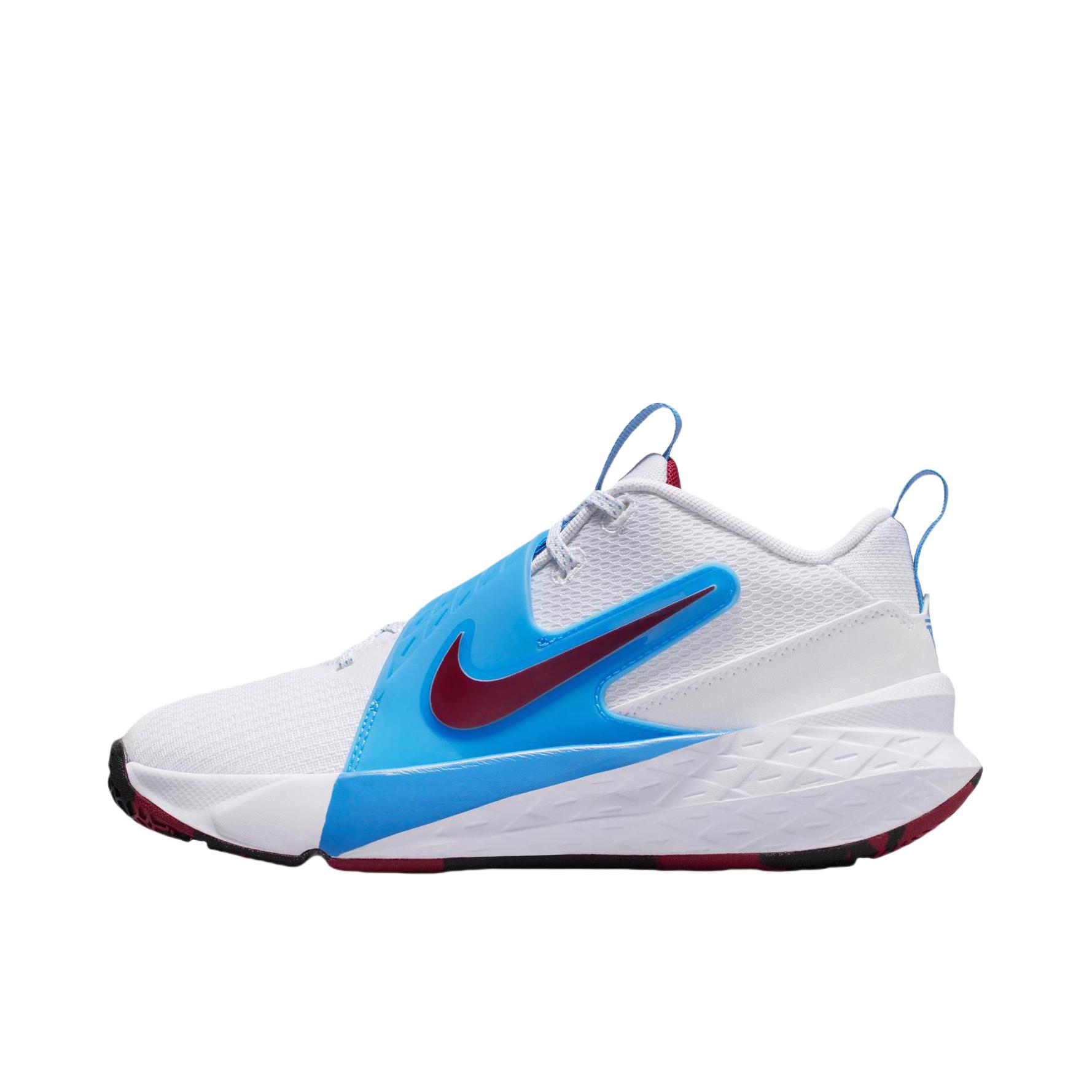推荐商品：Nike TEAM HUSTLE D 12 舒适缓震 网面 防滑耐磨 抓地 时尚百搭 魔术贴 美观 训练 冬季 易穿脱 贴合 抗扭 篮球鞋 大童/白色/大学蓝/黑色/队红