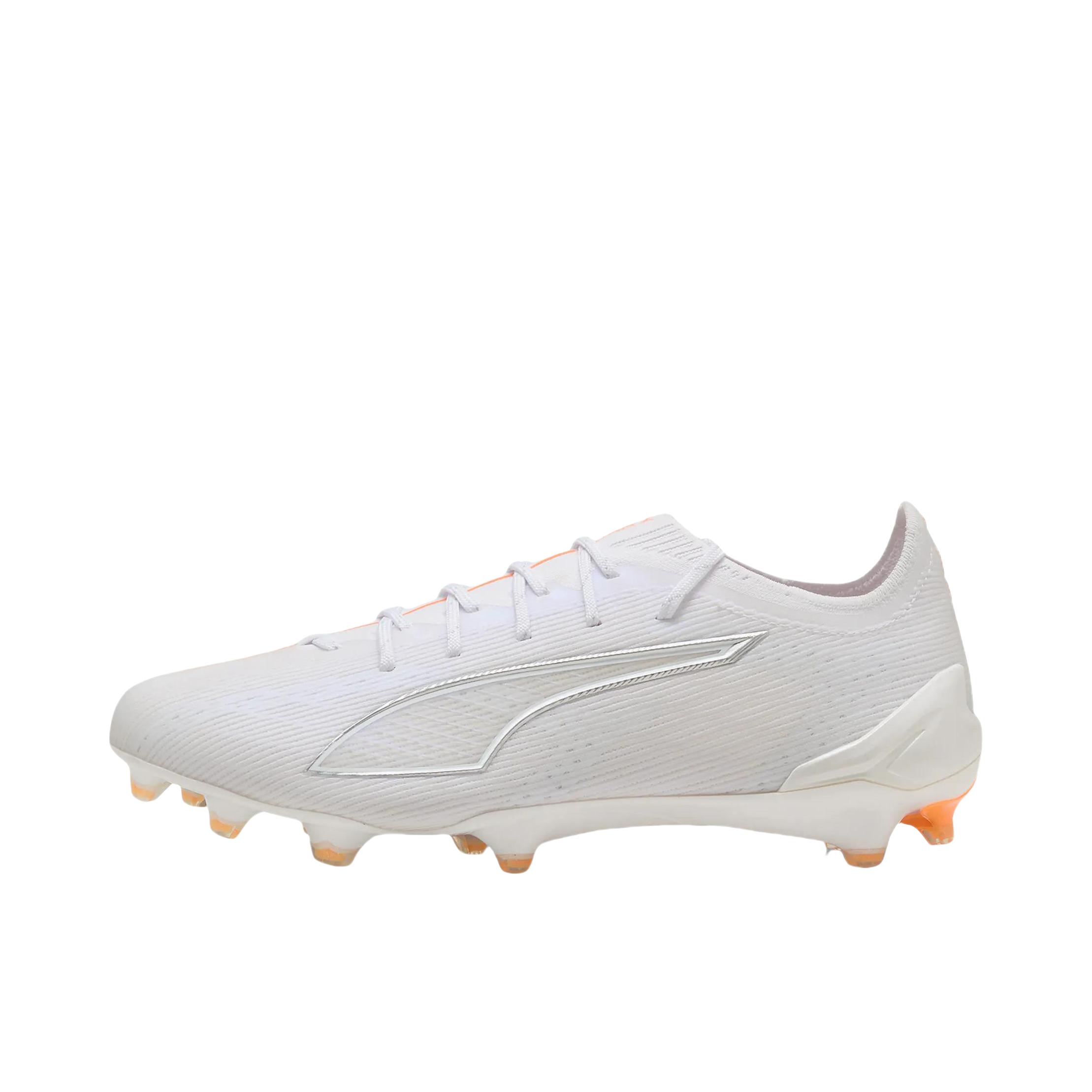推荐商品：Puma/彪马 Ultra 6 Ultimate FG 足球鞋 胶质长钉柔软耐磨包裹性 白色/橙色
