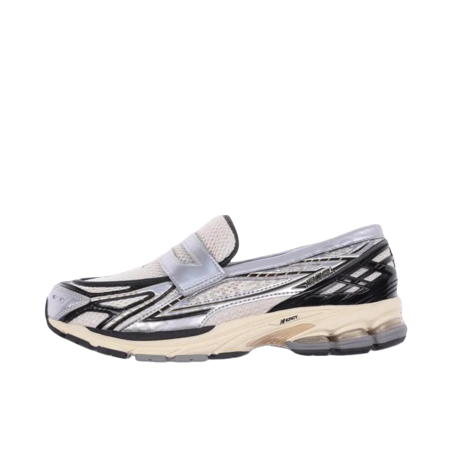 推荐商品：New Balance 1906L 防滑耐磨 舒适轻便 减震 低帮 百搭复古一脚蹬 乐福鞋 运动休闲鞋 D宽/银色金属/黑金奶油色