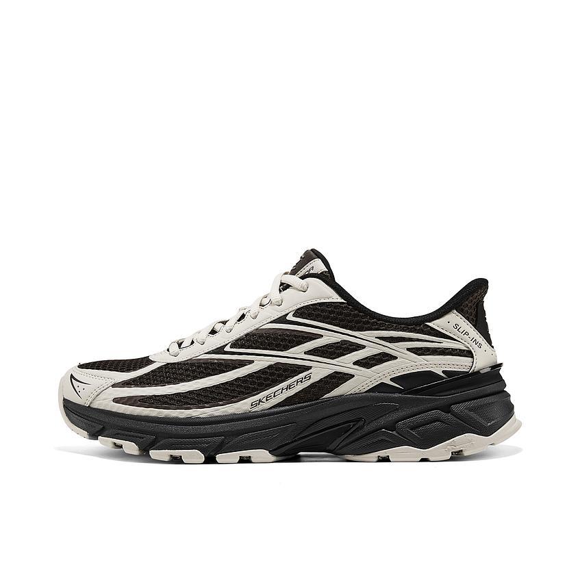 推荐商品：Skechers/斯凯奇 Slip ins 系带 低帮 运动休闲鞋 黑色/灰色
